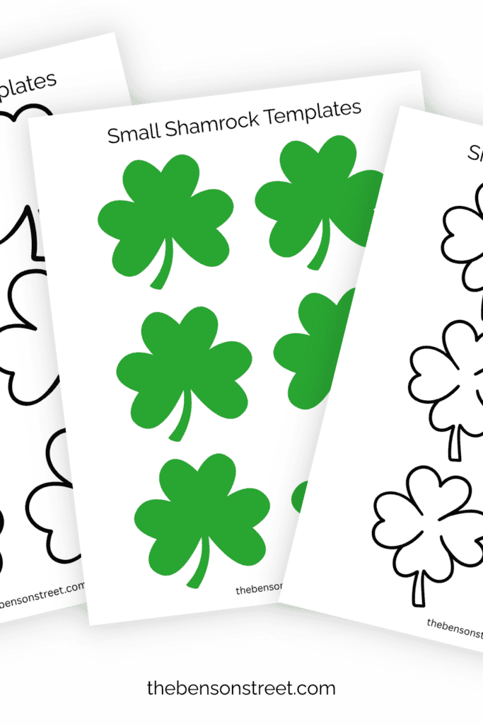 Three pages of shamrock templates for St. Patrick's Day