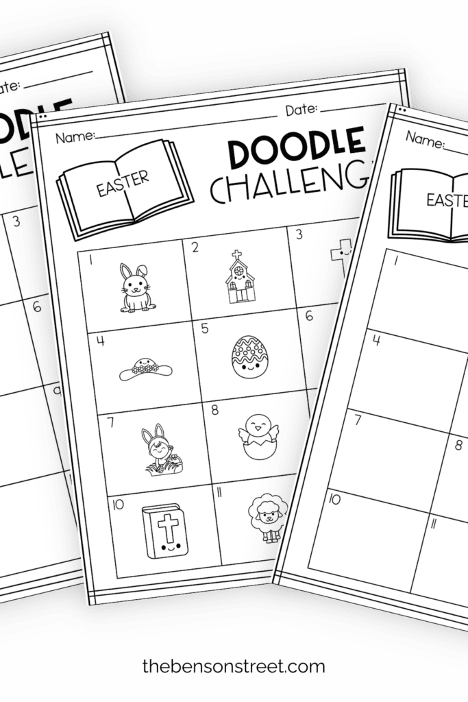 Three sheets of doodle challenge for Easter sheets