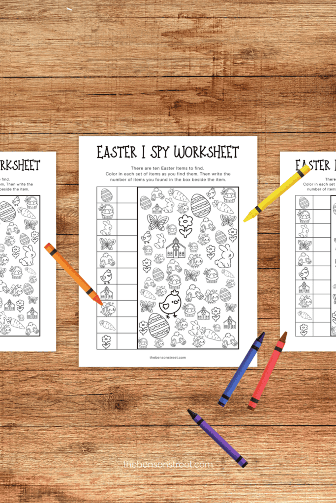Three sheets of free printable coloring i spy easter sheets