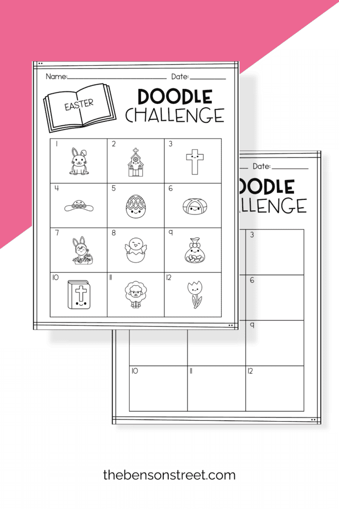 Two free to print sheets of doodles for kids about Easter