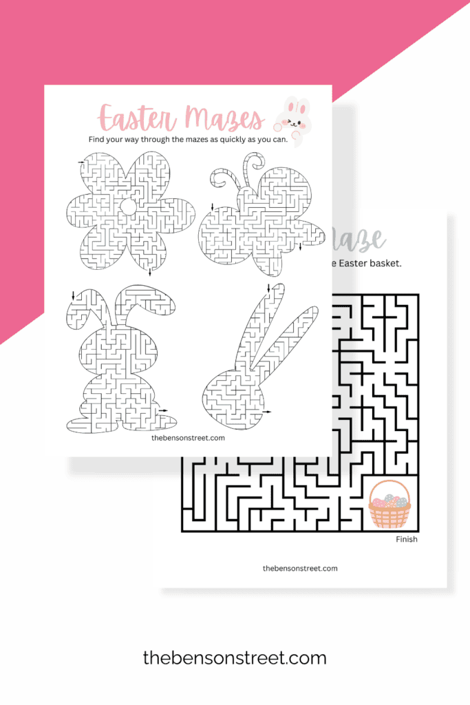 Two sheets of Easter themed mazes for kids to solve