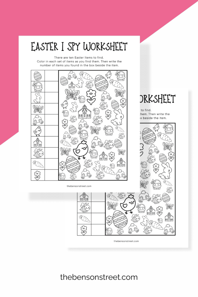 Two sheets of a count and color easter activity page