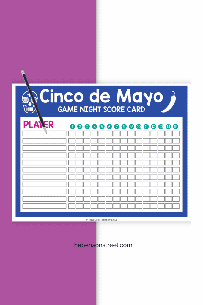 Cinco de Mayo Game Night ScoreCard