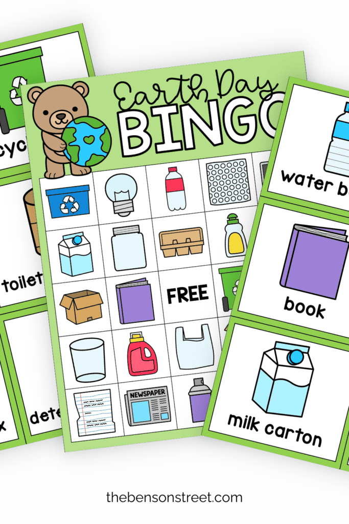 Earth Day Bingo Boards and Calling cards with images