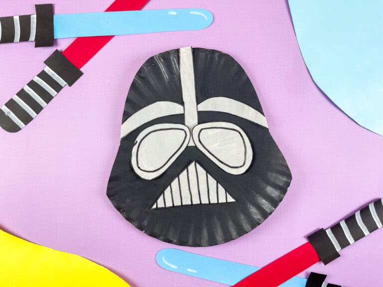 Finished Darth Vader paper plate craft for kids