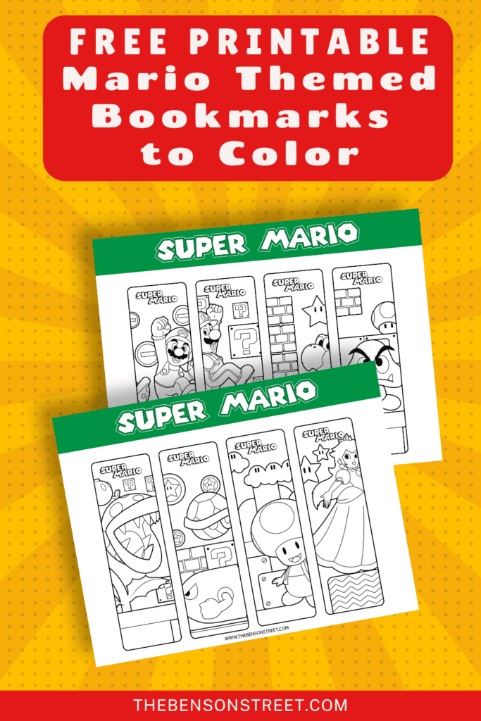 Free Printable Mario Themed Bookmarks to Color