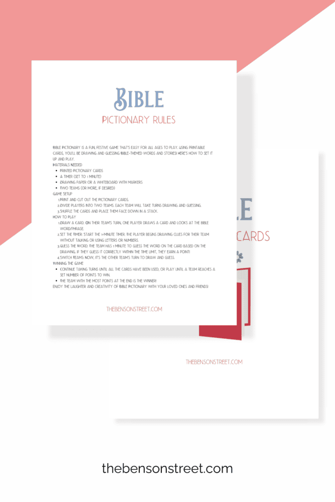 How to play Bible Pictionary rules and title page