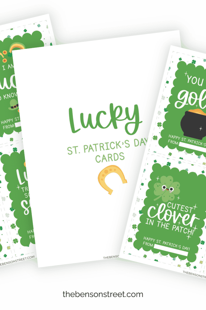 Lucky St. Patrick's Day Cards free to print in a fanned out stack