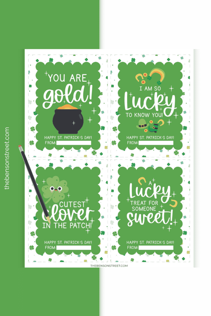 Print off some cute lucky cards for St. Paddy's Day