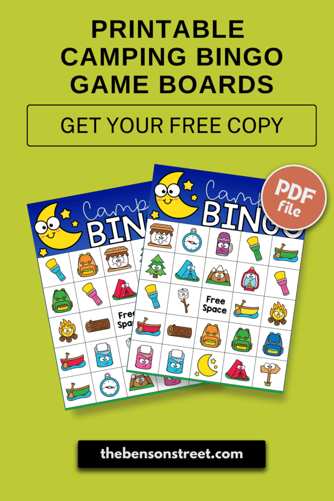 Printable Camping Bingo Game Boards Get your Free copy PDF FILE