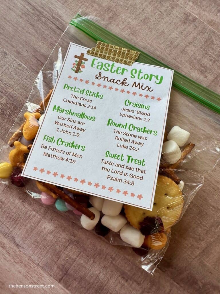 Printable snack mix tag for Easter for gifting and sharing