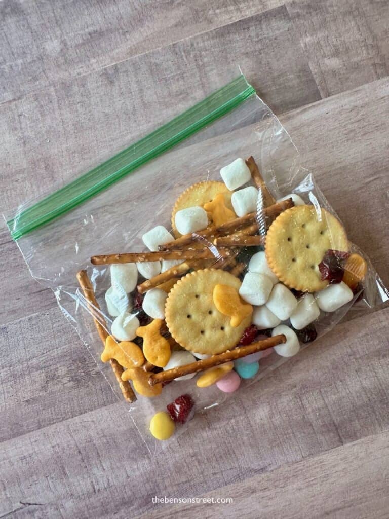Sandwich bag of snack mix for telling the Easter story