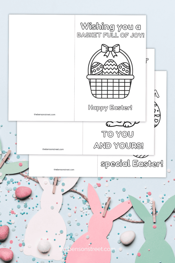Three Easter themed printable coloring cards