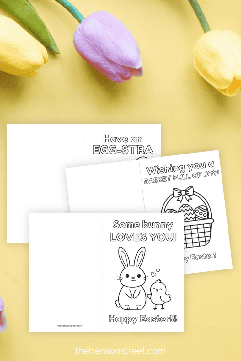 Three foldable coloring cards for Easter free printable pdf