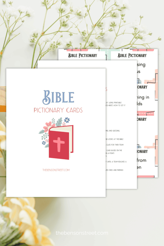 Three pages for Bible Pictionary game free printable