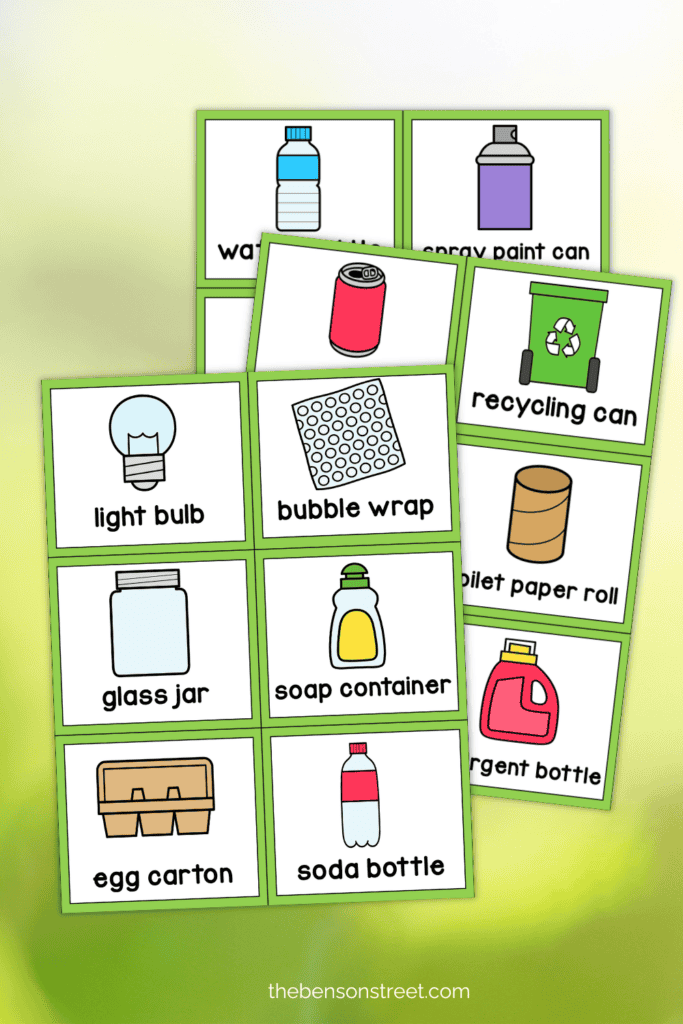 Three sheets of calling cards for Earth Day image bingo