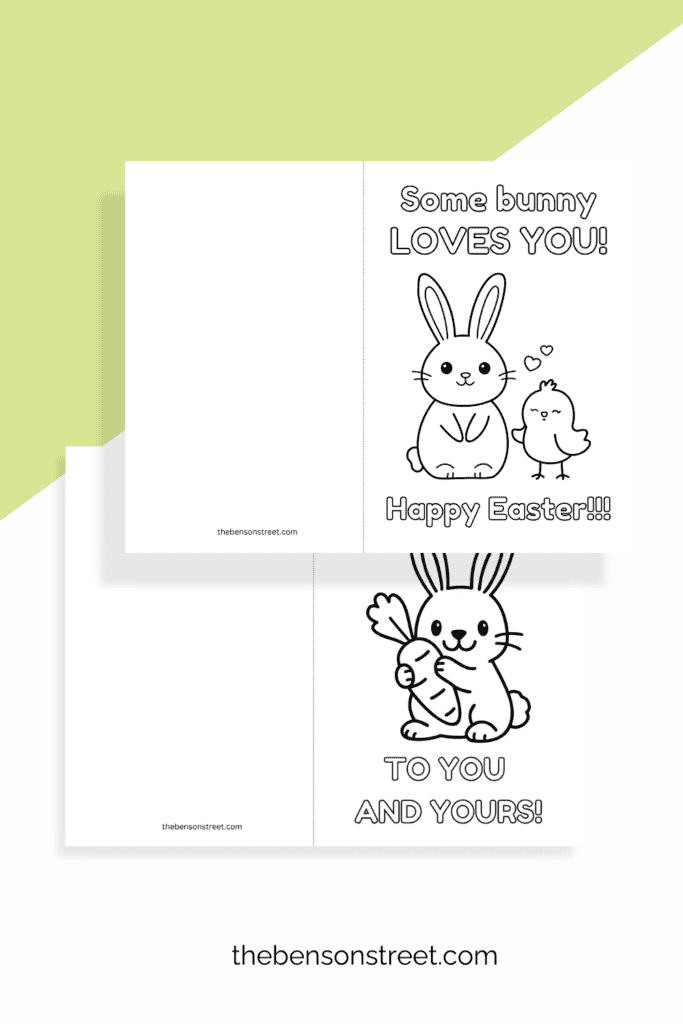 Two bunny themed Easter cards free to print