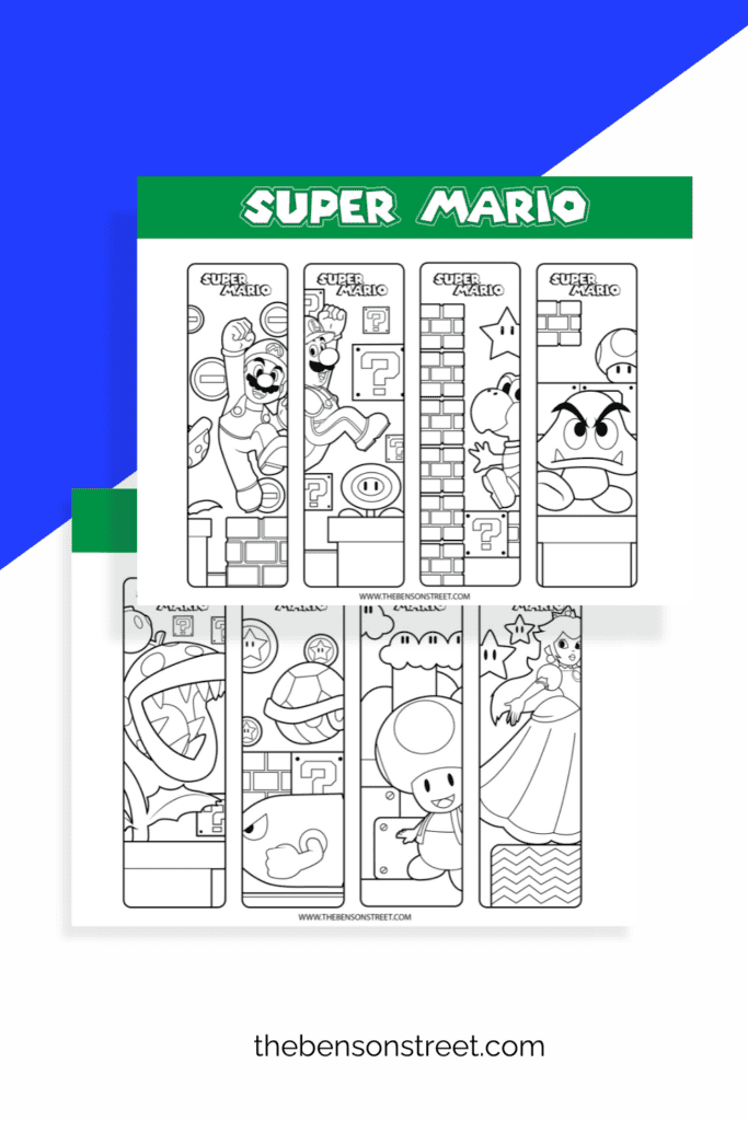 Two pages of black and white bookmarks to color in