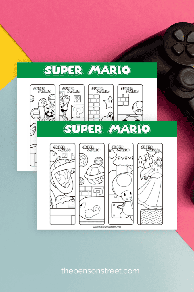Two pages of super mario bookmarks for coloring pages