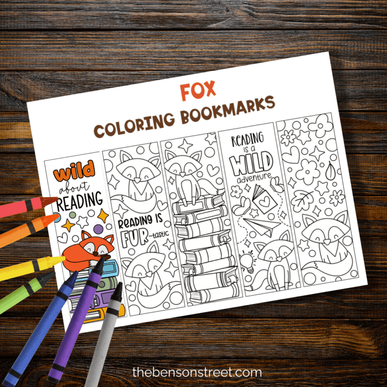 Adorable Fox Themed Coloring Bookmarks