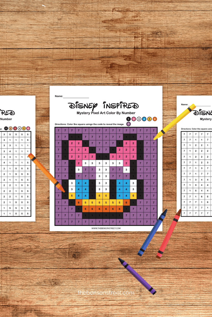Free coloring pages with disney characters and crayons around