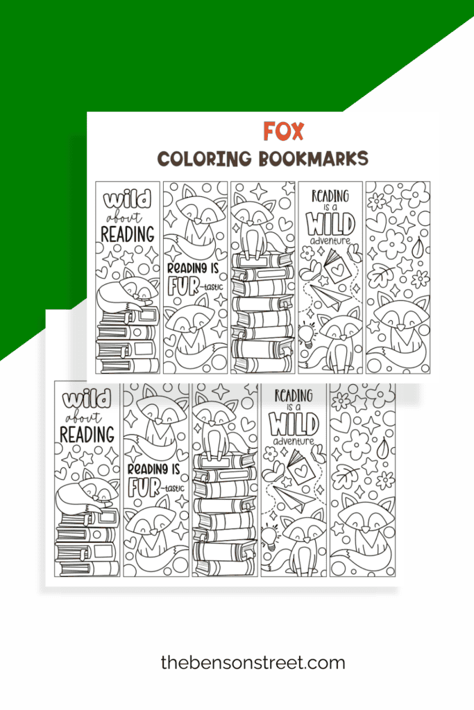 Free printable bookmarks to color with foxes