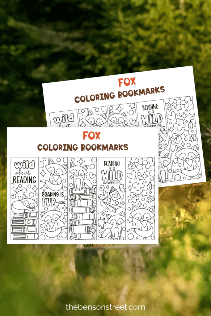 Free to Print Coloring Bookmarks with foxes