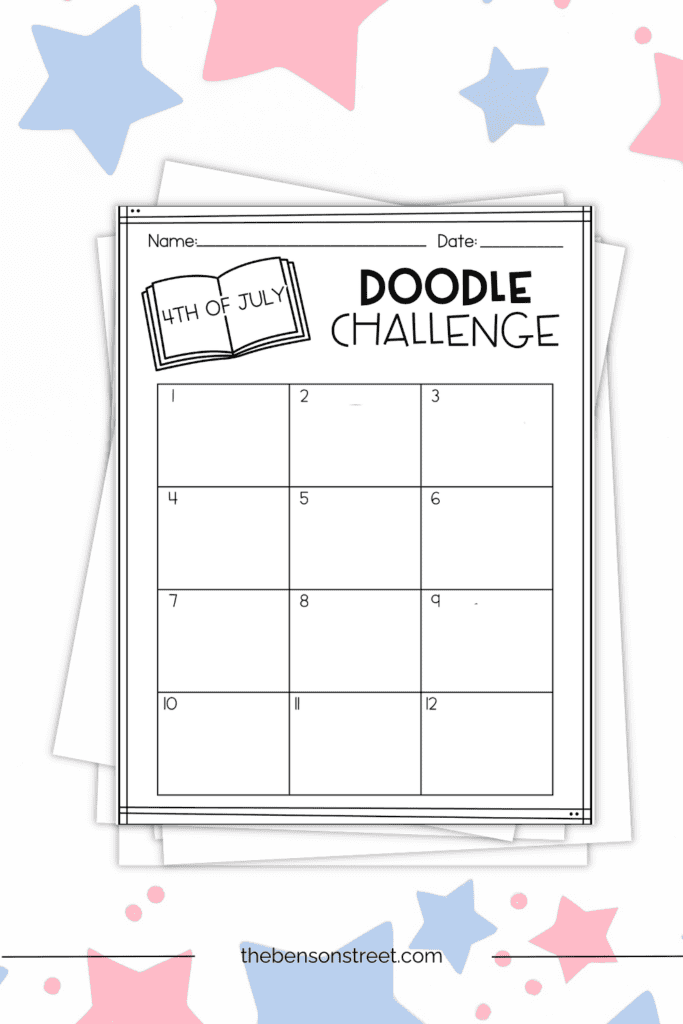 How to draw simple Fourth of July Doodles with a printable drawing challenge