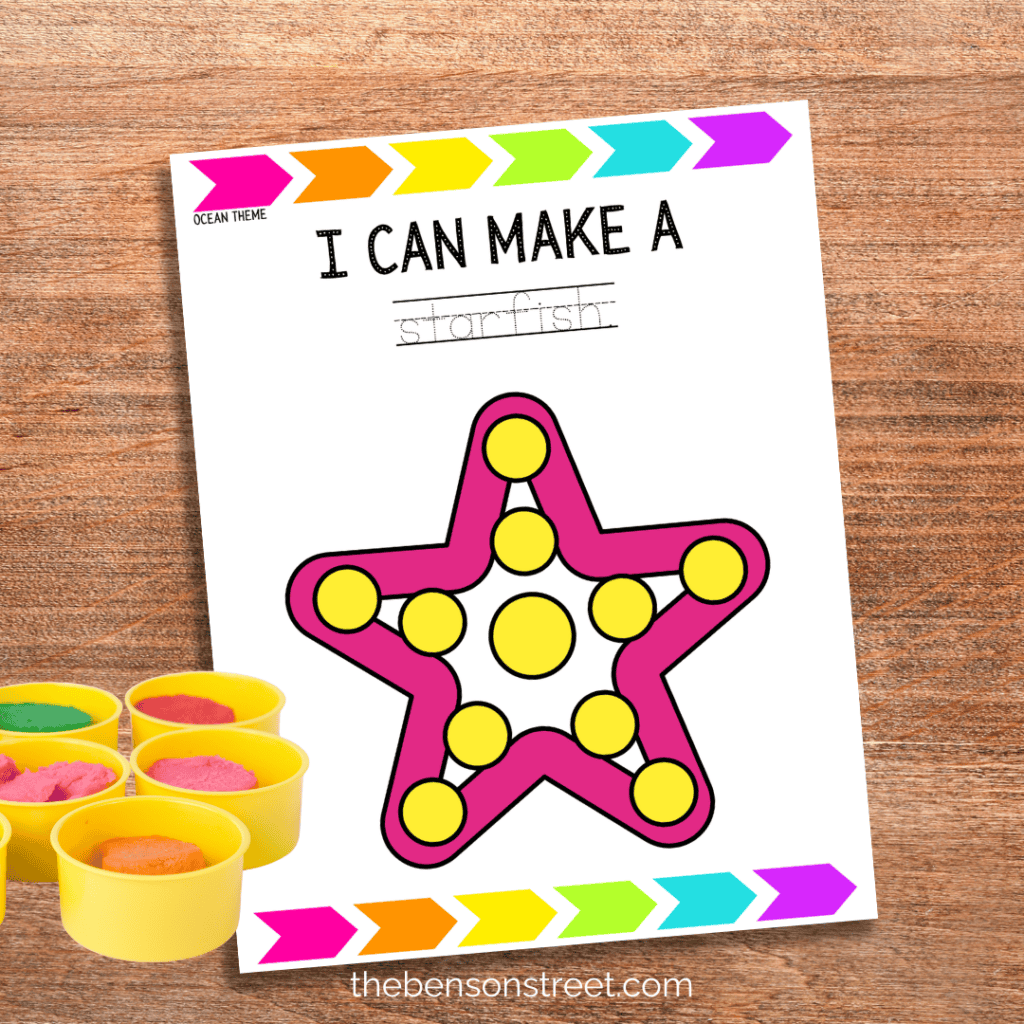 I can make a starfish playdoh mat with playdoh tubs