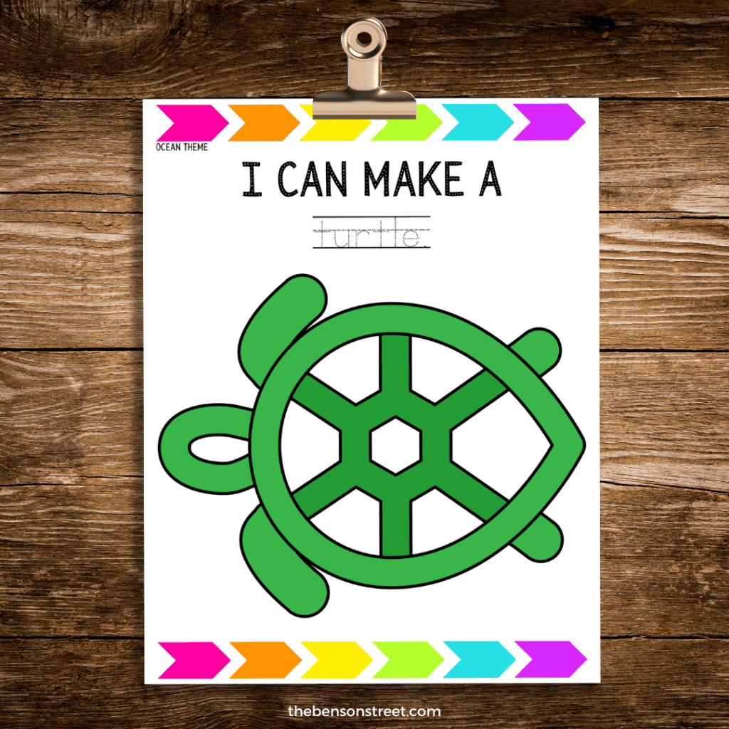 I can make a turtle playdough mat on a clip