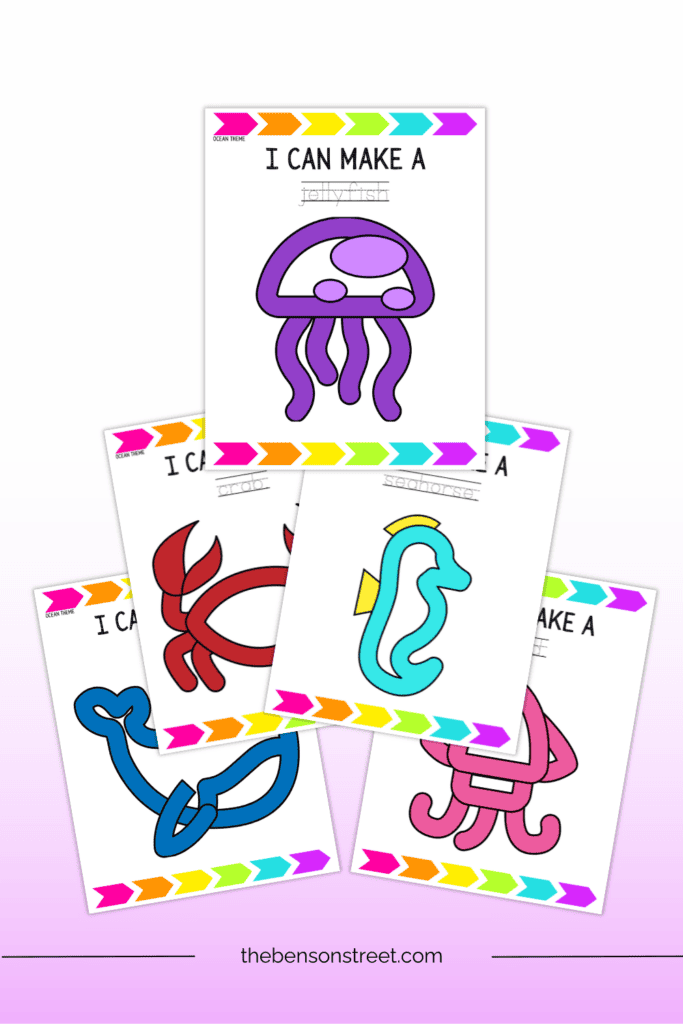 Ocean Animal Playdough Mats for kids