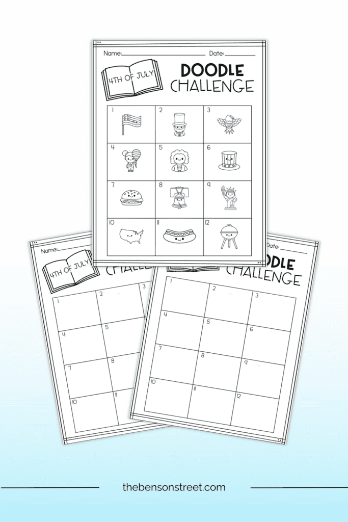 Patriotic Doodles Challenge for Kids for the 4th of July