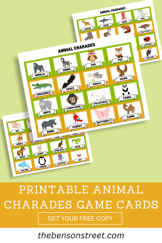 Printable Animal Charades Game Cards Get your Free Copy