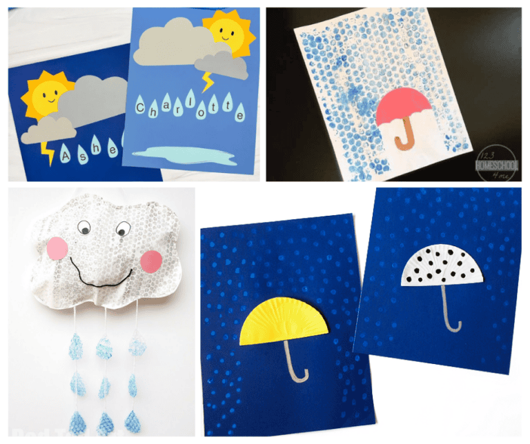 Rainy day themed weather crafts for kids to make