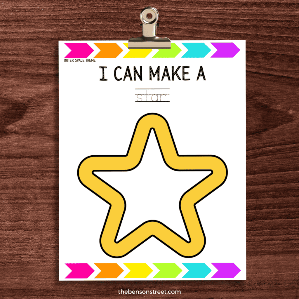 Star playdough mat free printable on a clip
