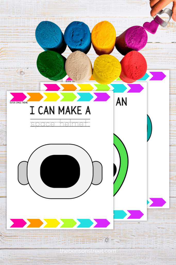 Three free to print outer space themed playdough mats