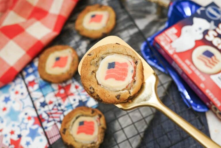 Upclose chocolate chip and sugar cookie for 4th of July