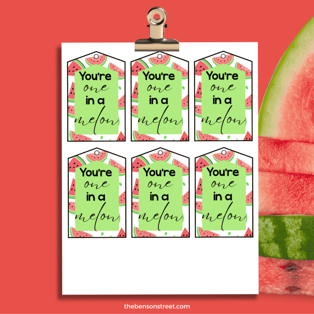 Watermelon Gift tags six to a page