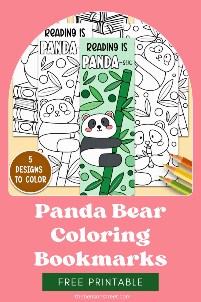 5 Panda Bear Coloring Bookmarks Free Printable