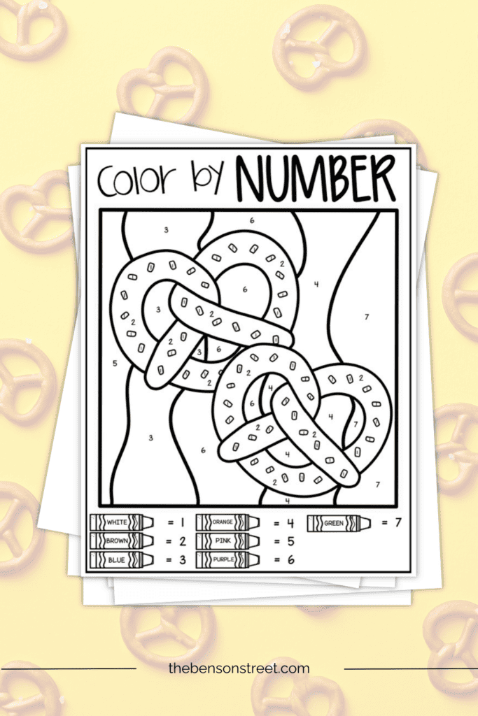 A Free Printable Pretzel themed coloring page