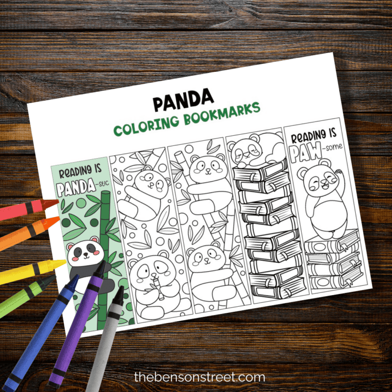 Adorable Panda Themed Coloring Bookmarks