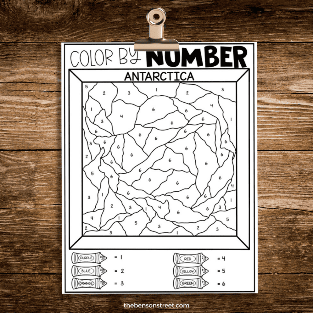 Antarctica Color by Number Coloring page