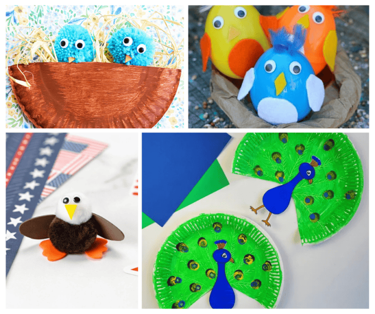 Bird Themed Kid crafts collage