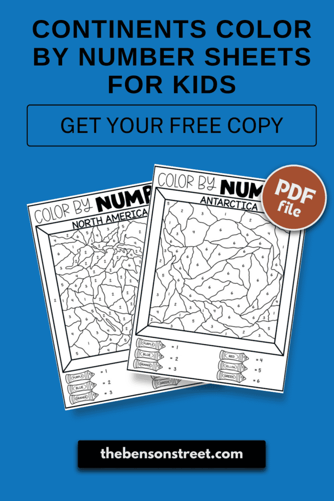 Continents Color by Number Sheets for Kids Get your Free Copy PDF