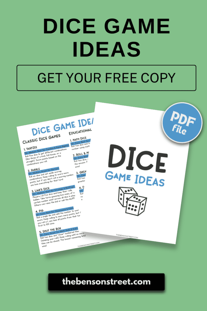 Dice Game Ideas Get your Free Copy PDF File