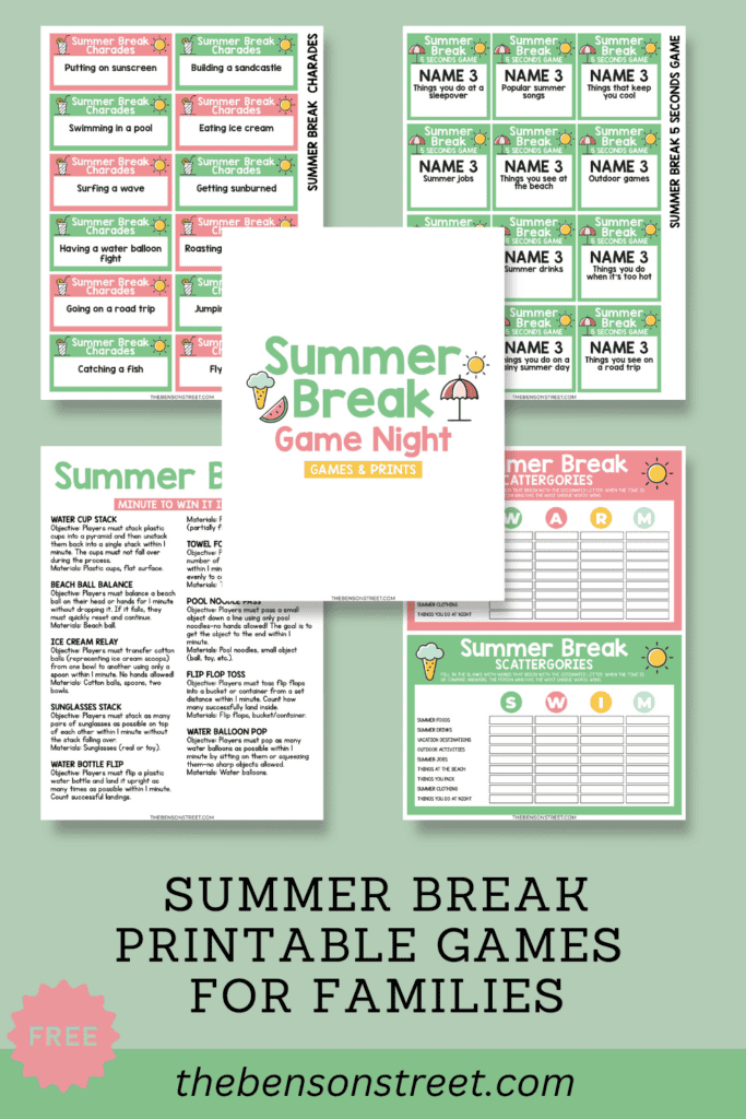 FREE Summer Break Printable Games for families