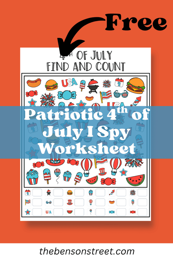 Free Patriotic 4th of July I Spy Worksheet