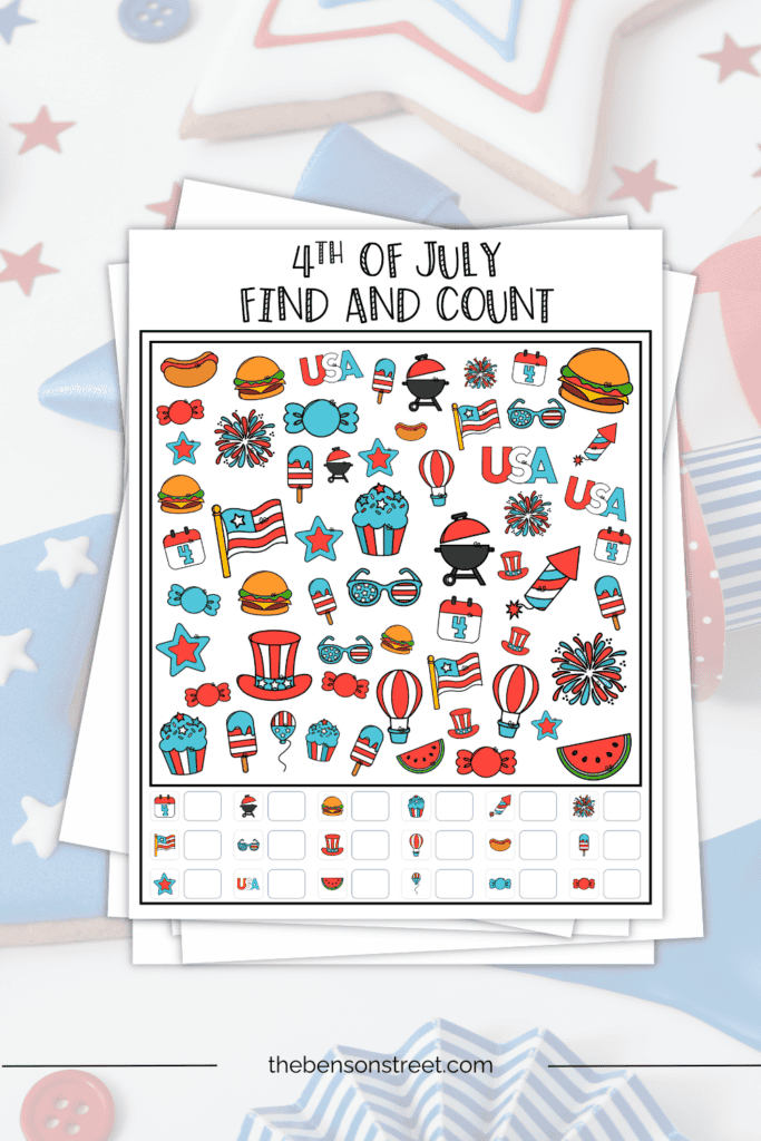 Free Printable Find and Count for the 4th of July Holiday