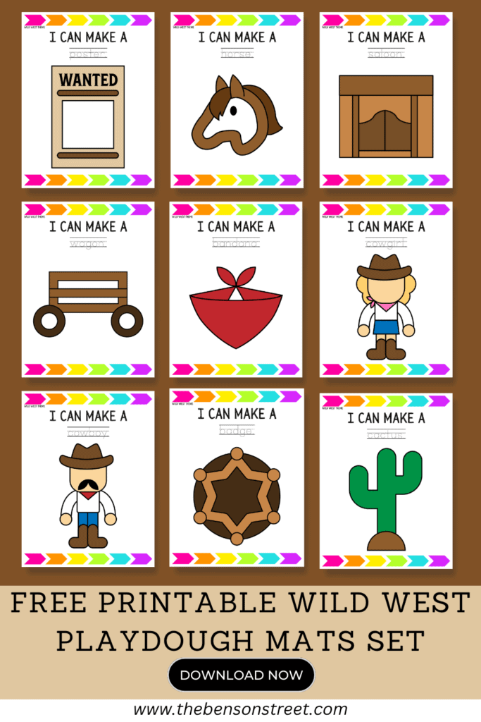Free Printable Wild West Playdough Mats Set download now