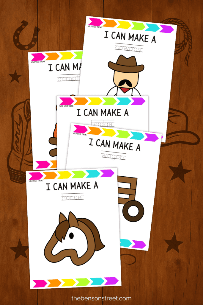 Free Printable western playdough mats for kids